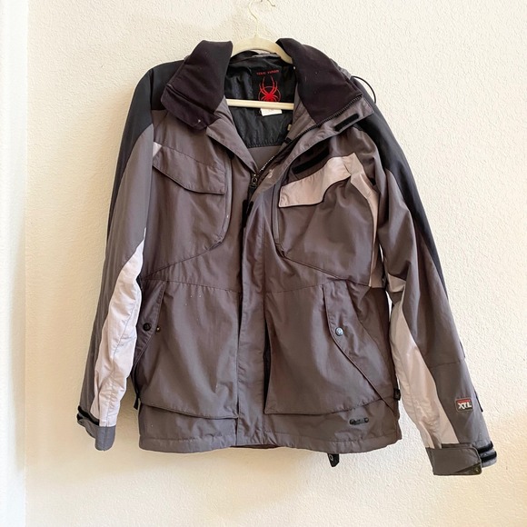 Spyder Team Venom XTL Ski Jacket Men's‎ Size Medium Gray Black Waterproof